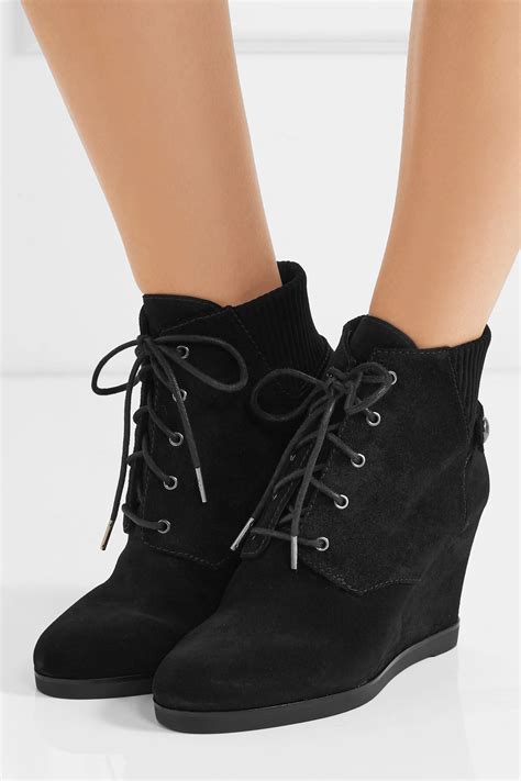 michael kors wedge boots marshalls|Michael Kors suede wedge boots.